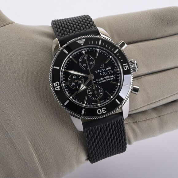 Breitling SuperOcean Heritage II A13313 Black Chronograph 44mm Watch Full Set - Picture 3 of 13